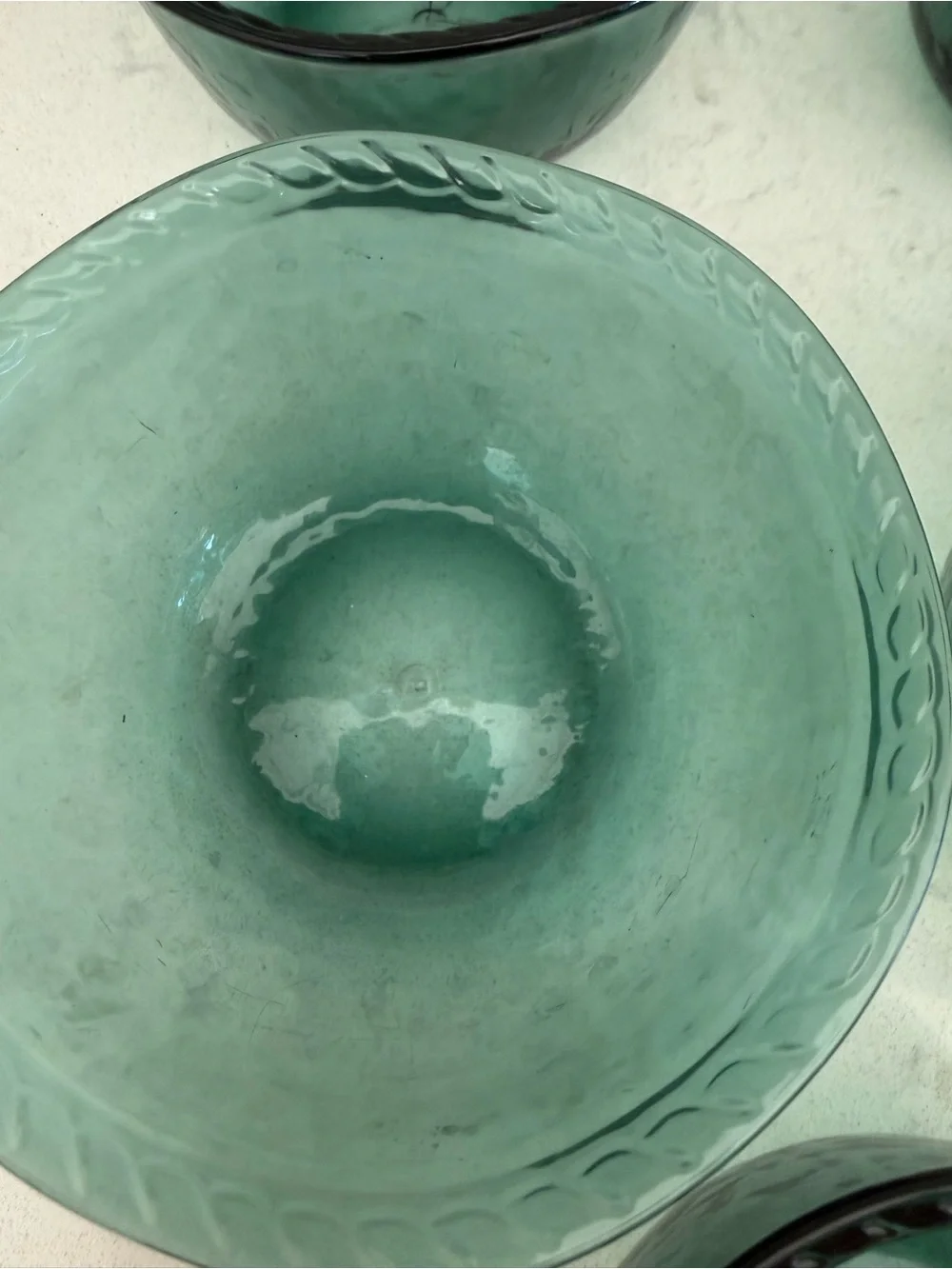 Pottery Barn Emerald Green Melamine Rope-Edge Bowls - Set of 5